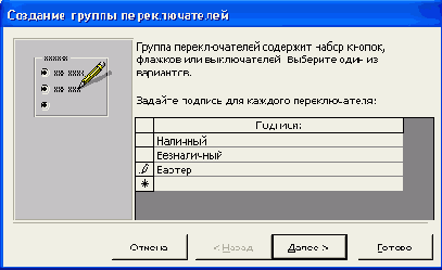 Первое диалоговое окно Мастера группы